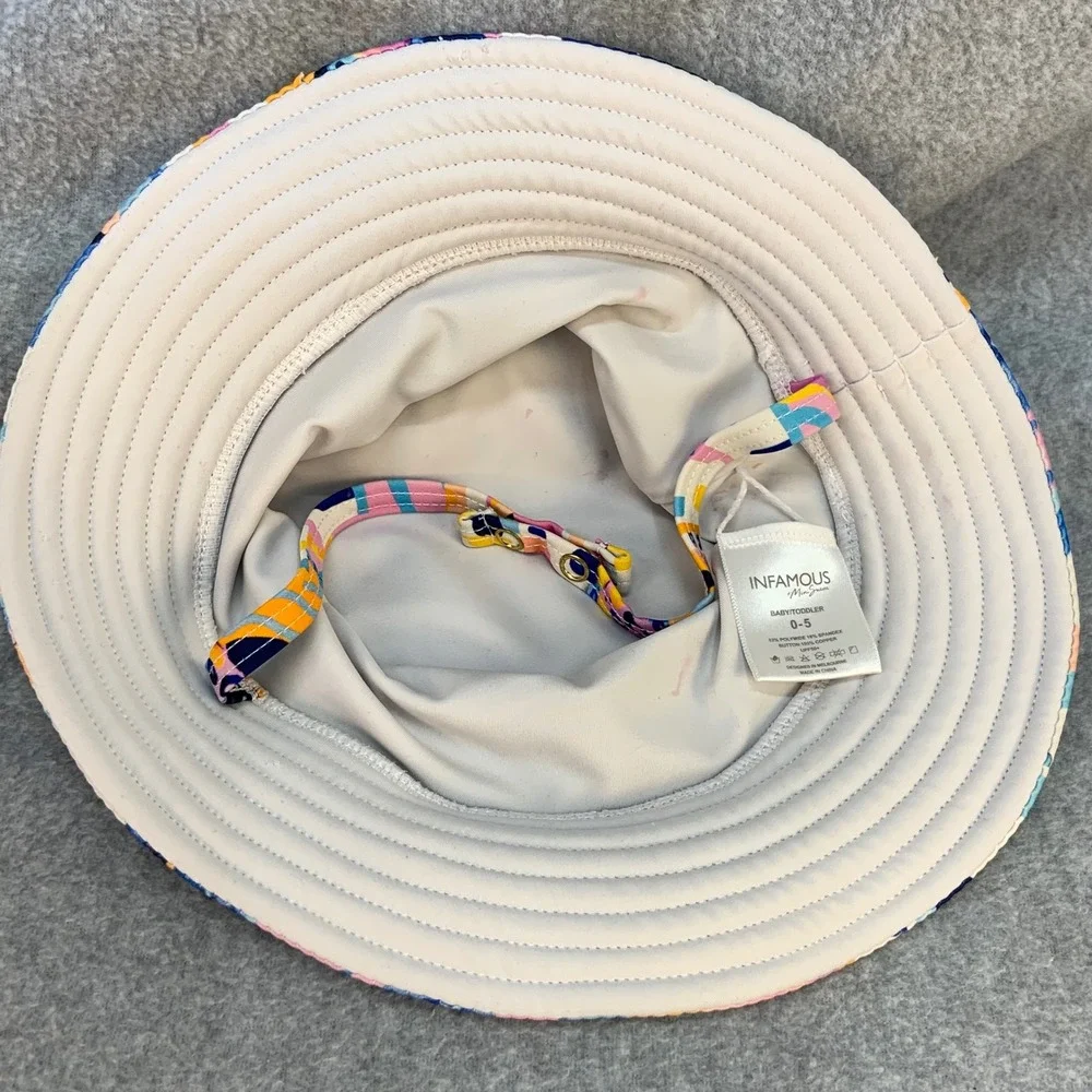 Abstract Santorini Print Baby Toddler Multi Infamous Swim Bucket Hat UPF 50+ 0-5